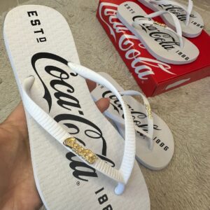 Chinelo de Dedo Coca-Cola Branco E Preto